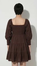 FELRIO Cocoa Lace-Up Tiered Dress