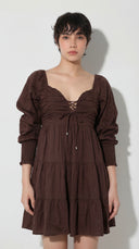 FELRIO Cocoa Lace-Up Tiered Dress