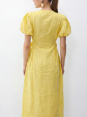 Glow Linen Midi Dress - Yellow