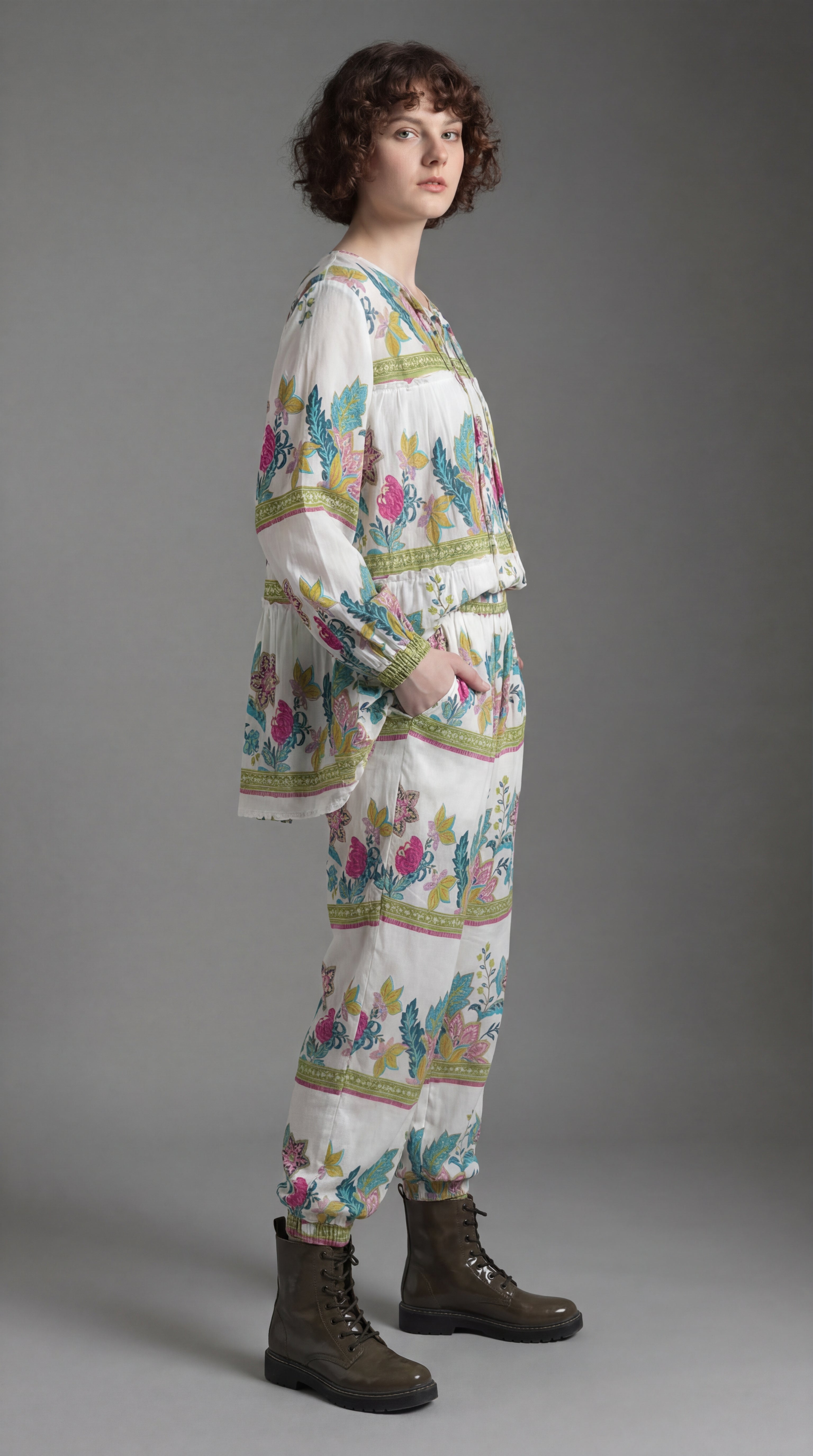 FLORAL PRINT COTTON CORD-SET