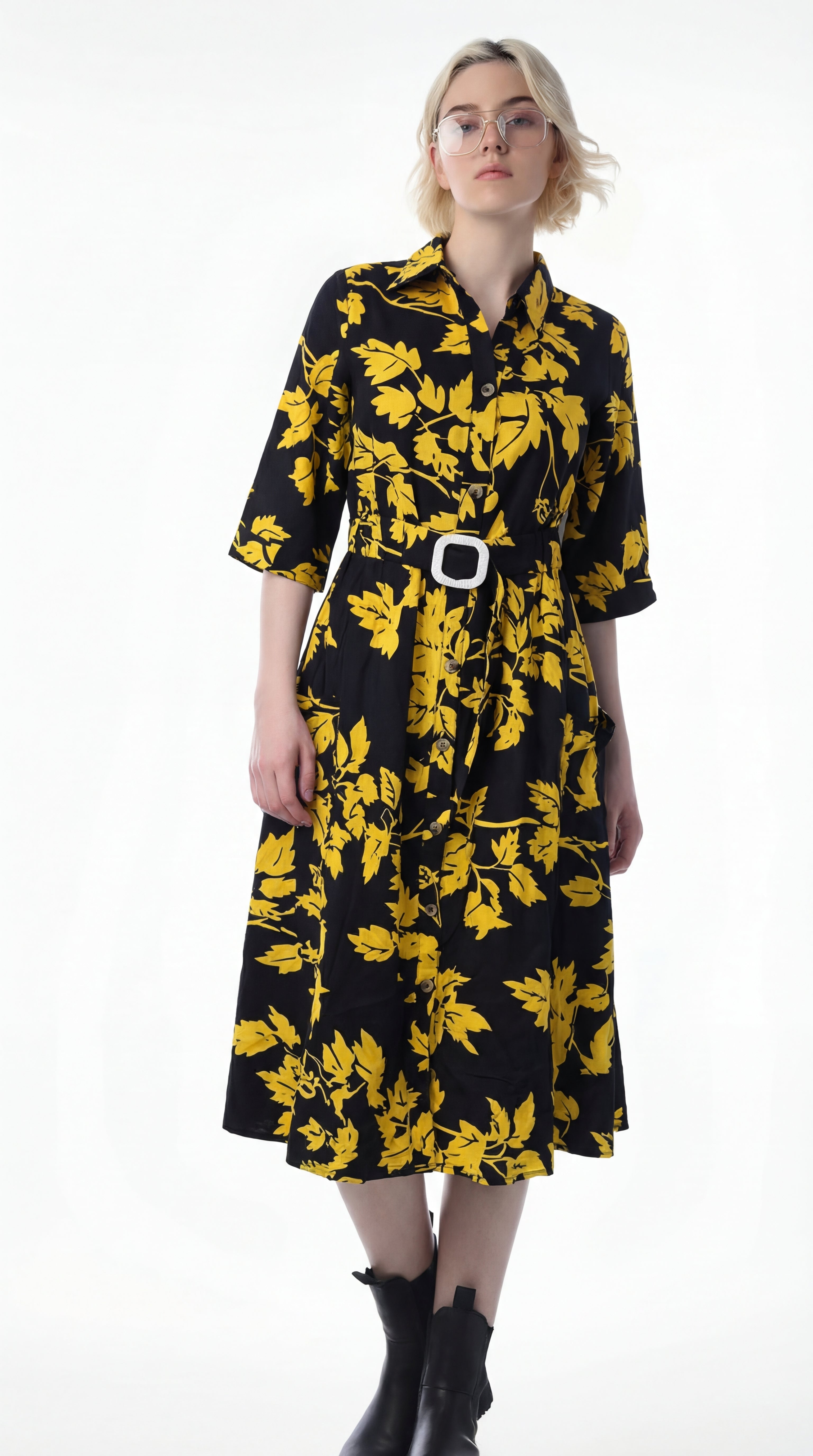 Aureline Belted Shirt Dress