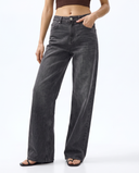 Charcoal Washed Wide-Leg Jeans