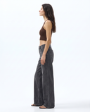 Charcoal Washed Wide-Leg Jeans