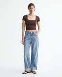 Light Blue Cuffed Wide-Leg Jeans