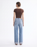 Light Blue Cuffed Wide-Leg Jeans