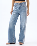 Double Stripe Wide-Leg Jeans