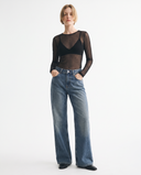Mid Blue Baggy Wide-Leg Jeans
