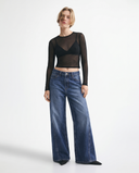 Dark Blue Wide-Leg Jeans