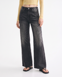 Faded Charcoal Wide-Leg Jeans