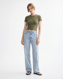 Ice Blue Relaxed Wide-Leg Jeans