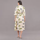 FELRIO Olive Leaf Printed Shirt Dress – Ivory Mist