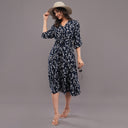 Midnight Floral Wrap Dress – Navy
