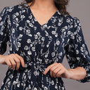 Midnight Floral Wrap Dress – Navy