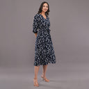 Midnight Floral Wrap Dress – Navy