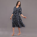 Midnight Floral Wrap Dress – Navy