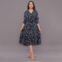 Midnight Floral Wrap Dress – Navy