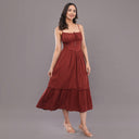 Cinnamon Smocked Dress Rust