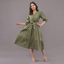 Olive Noor Chikan Embroidered Midi Dress