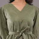 Olive Noor Chikan Embroidered Midi Dress