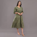 Olive Noor Chikan Embroidered Midi Dress