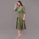 Olive Noor Chikan Embroidered Midi Dress