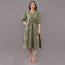 Olive Noor Chikan Embroidered Midi Dress