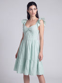 Mint Breeze Poplin Tiered Midi Dress