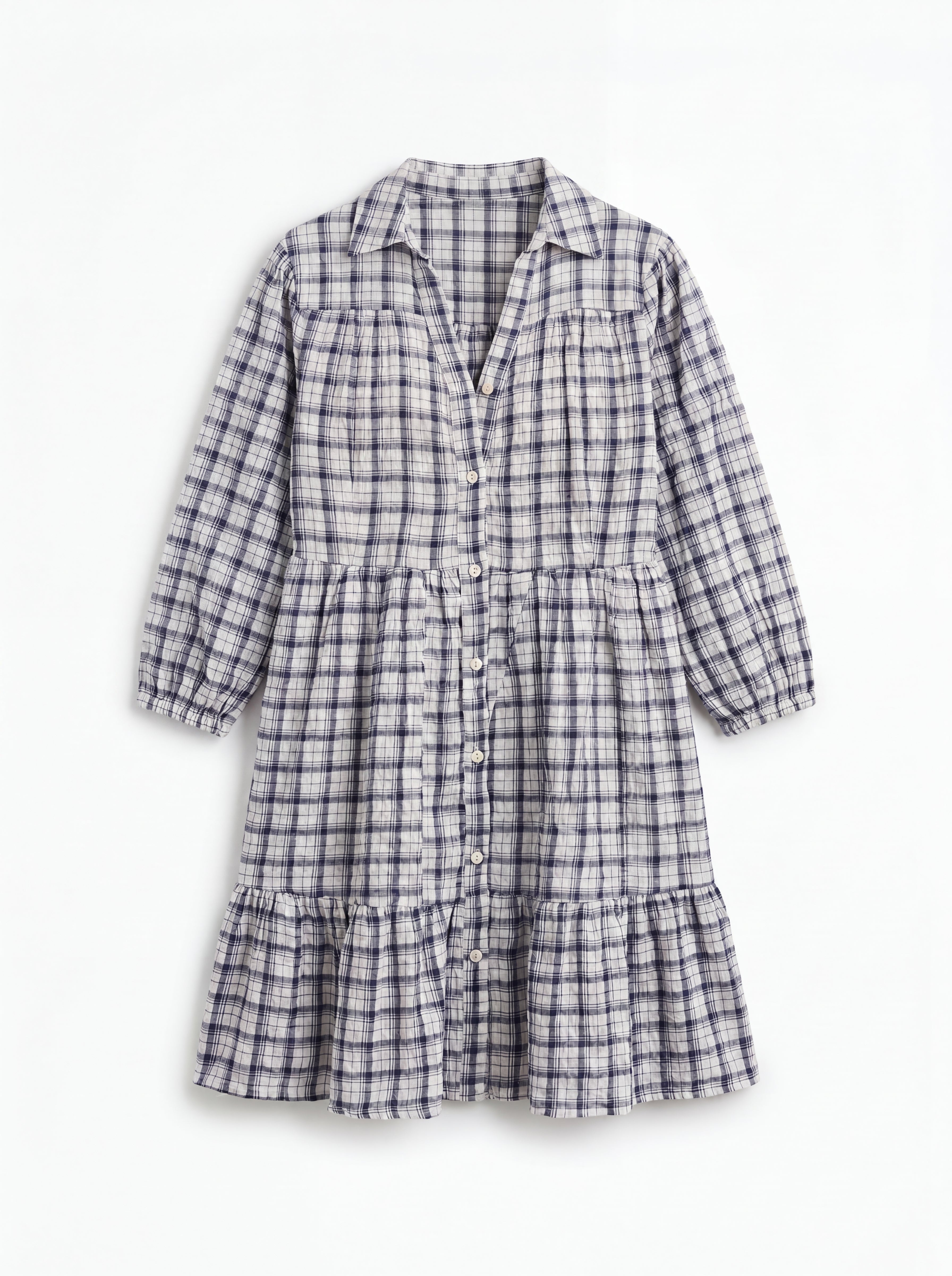 Check Seersucker Shirt Dress