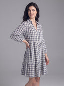 Check Seersucker Shirt Dress