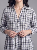 Check Seersucker Shirt Dress