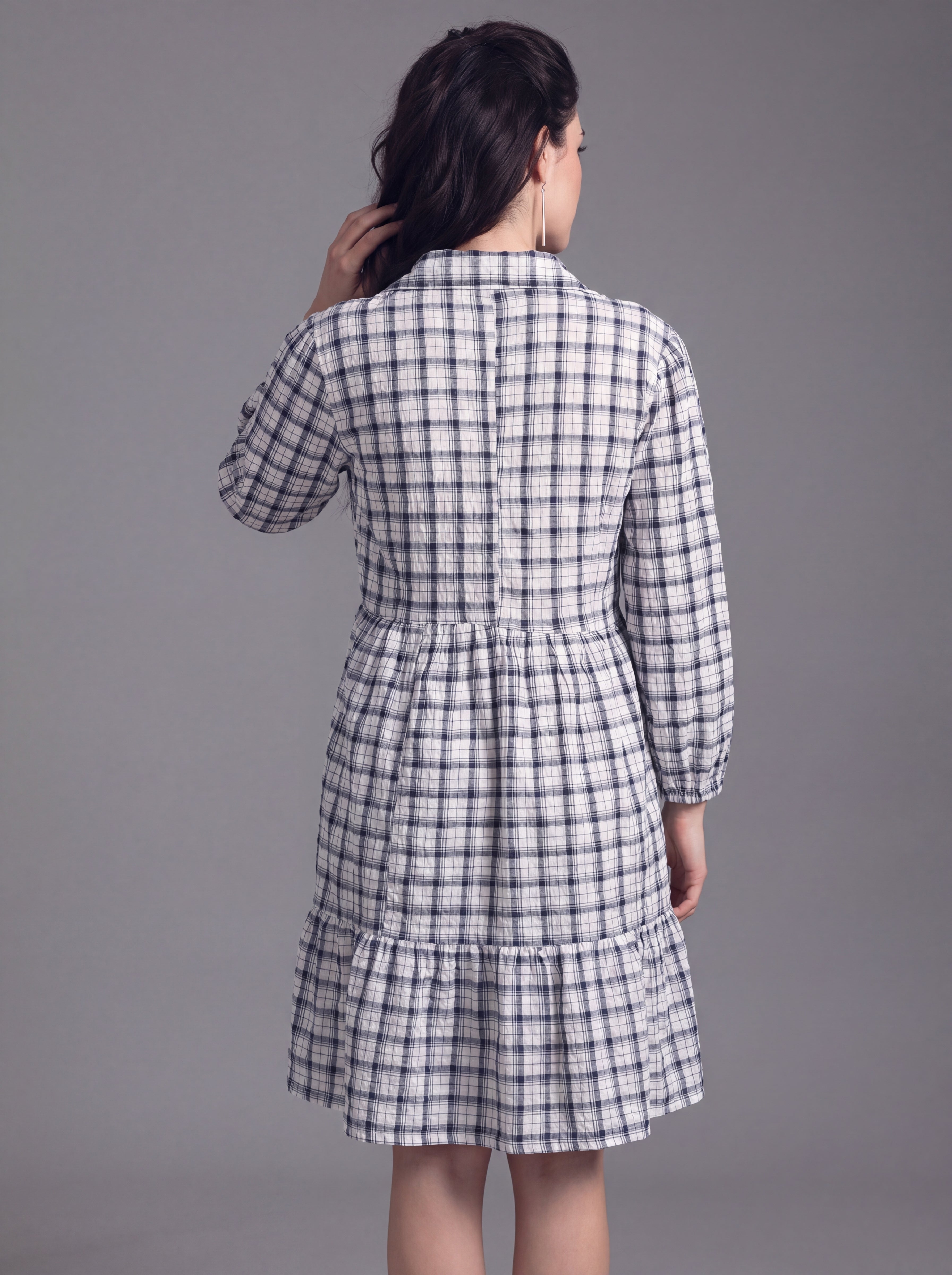 Check Seersucker Shirt Dress