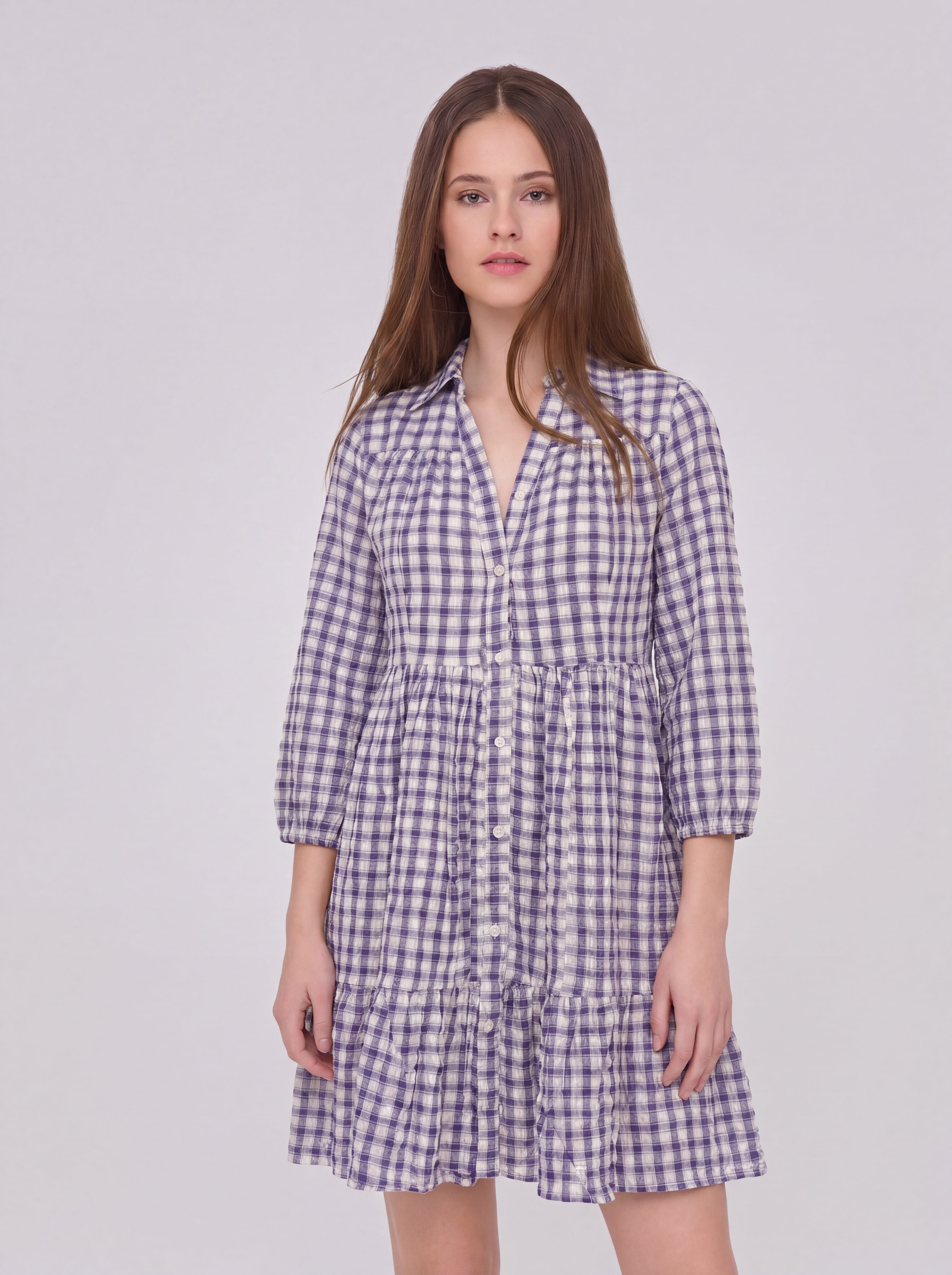 Check Dress - Blue