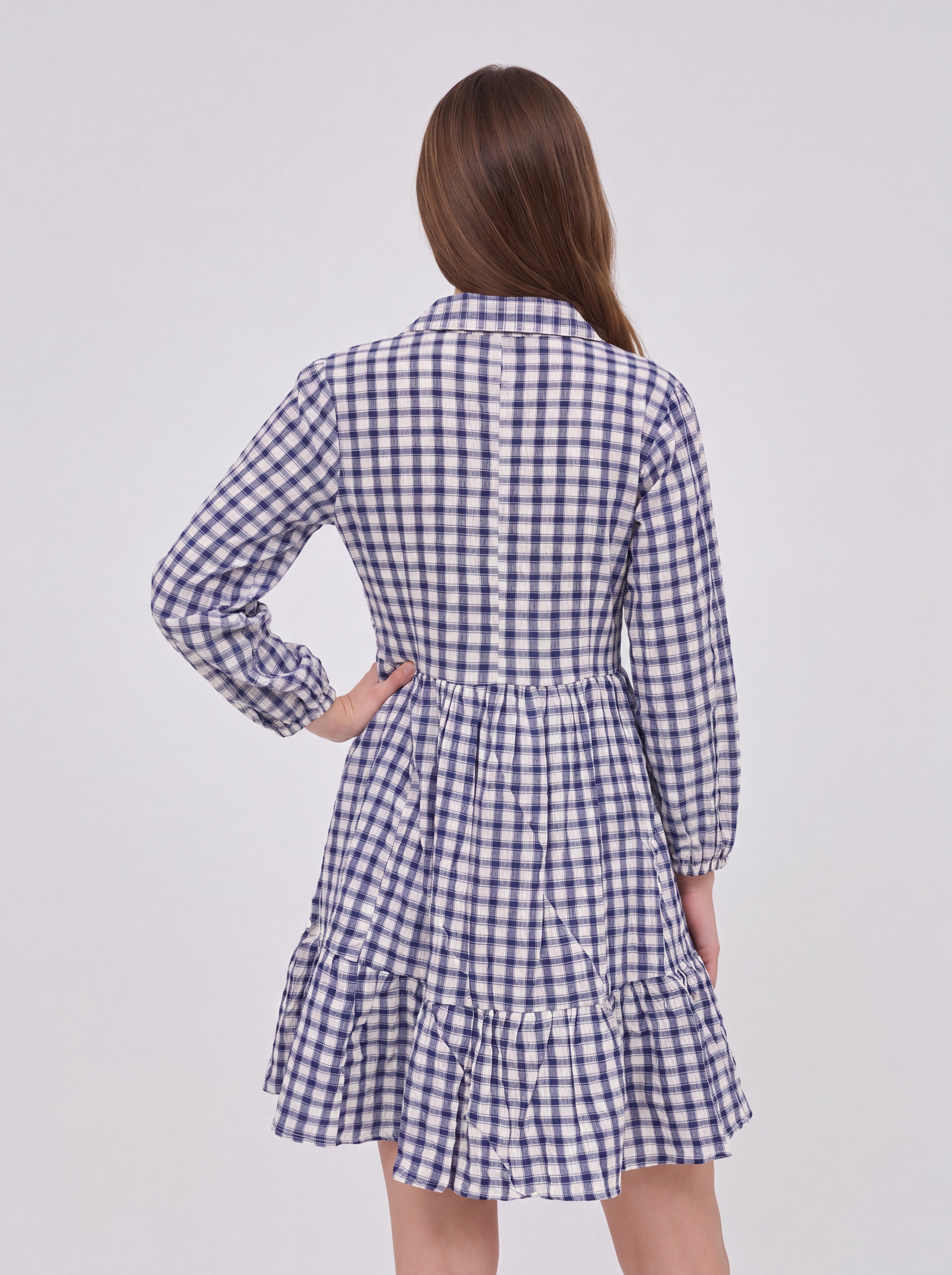 Check Dress - Blue