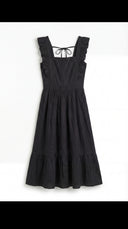 Black Ruffled Strap Tiered Midi Dress