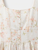 Floral Button Front Midi Dress