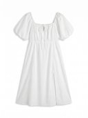 Tie Front Dress - White