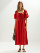 Tie Front Dress - Red