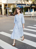 Embroidered Midi Dress  Powder Blue