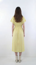 FELRIO Ivory Silk Linen Shirt Dress - Yellow