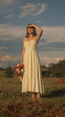 Butter Yellow Bubble Crepe Dress