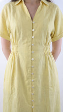 FELRIO Ivory Silk Linen Shirt Dress - Yellow