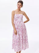 Floral Breeze Cotton Midi Dress - Pink Paisley