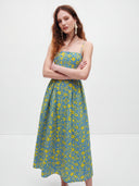 Floral Breeze Cotton Midi Dress - Yellow Floral