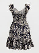 Flutter Sleeve Fit & Flare Mini Dress