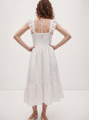 Ruffle Strap White Midi Dress – Black