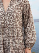 Taupe Leaf Tiered Dress