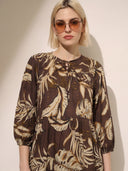 Tropical Flow Co-ord Set - Ivory Leaf