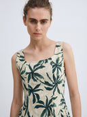 Palm Muse Linen Midi Dress – Sand Beige