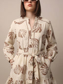 Casual Belt Dress - Beige