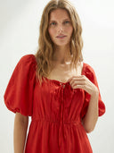 Tie Front Dress - Red